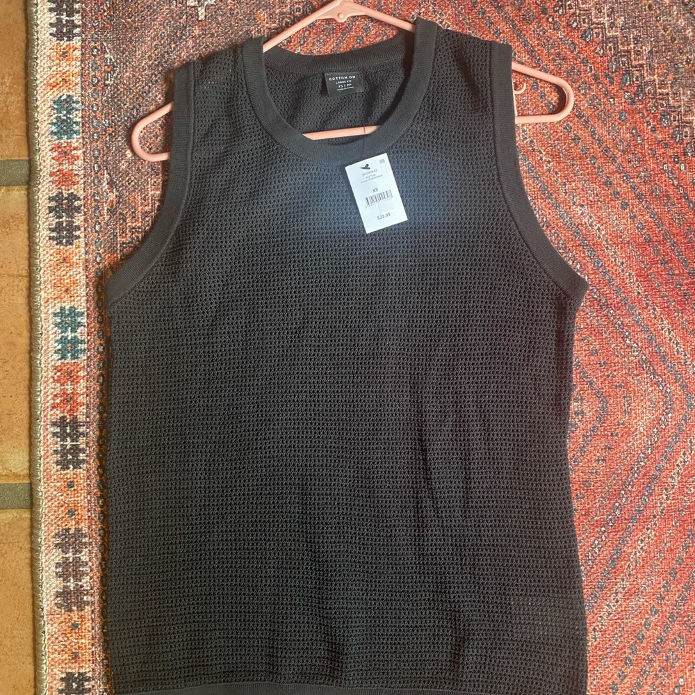 NWT Cotton On Black Mesh Tank Top